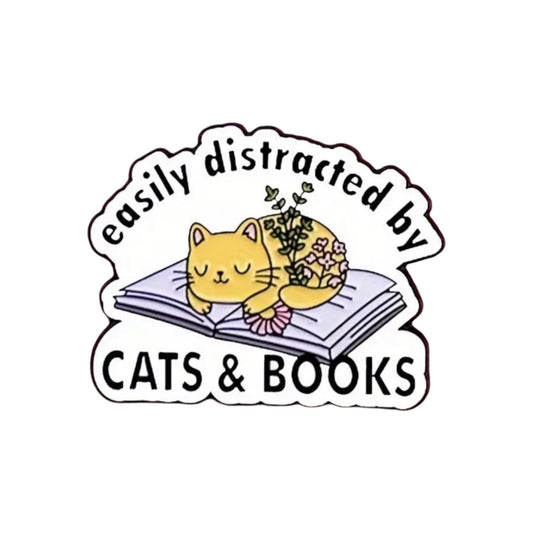 Cats & Books Pin